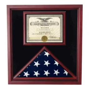 Flag and Certificate Case,Flag Display Cases With Certificate - Cherry