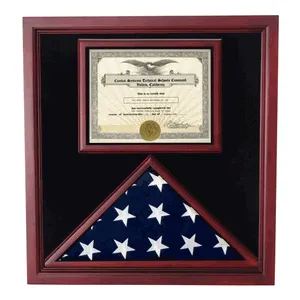 Flag and Certificate Case,Flag Display Cases With Certificate - Cherry