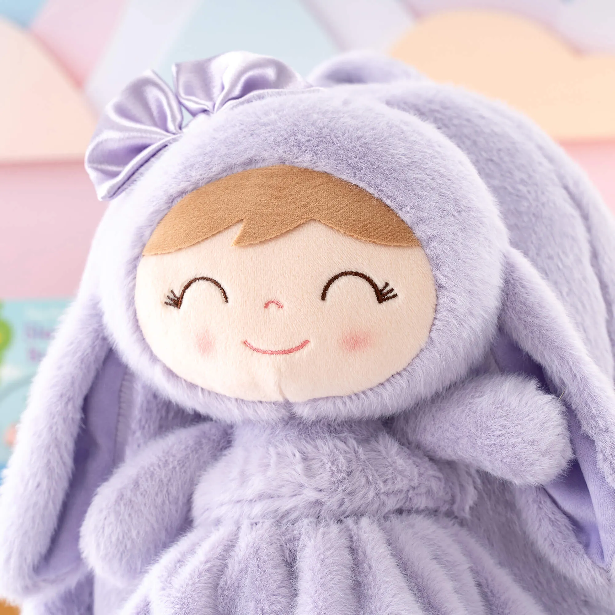 Gloveleya 11-inch Toddler Girl Backpack Snow Ferret Kindergarten Backpacks with 12-inch Purple Bunny Doll