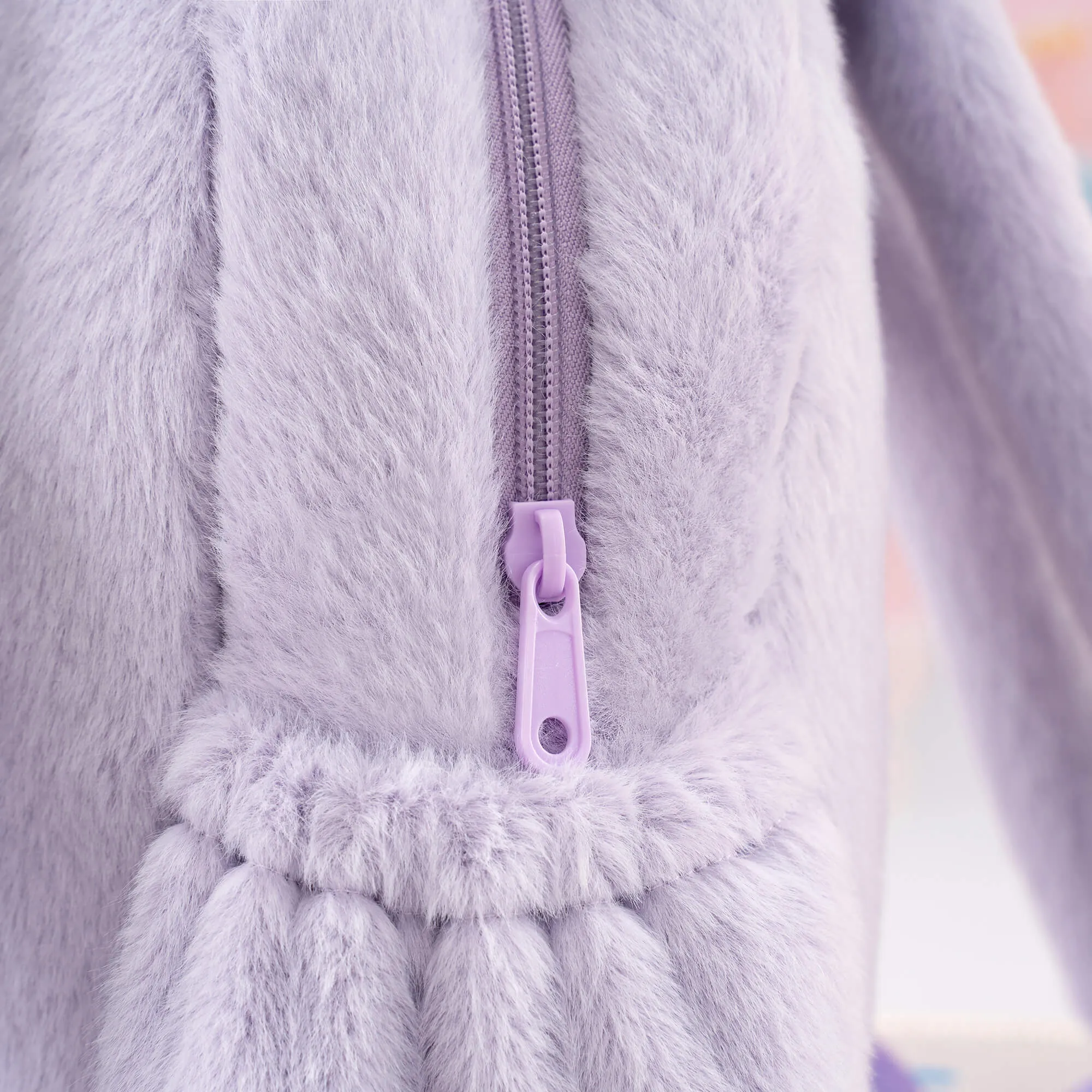 Gloveleya 11-inch Toddler Girl Backpack Snow Ferret Kindergarten Backpacks with 12-inch Purple Bunny Doll
