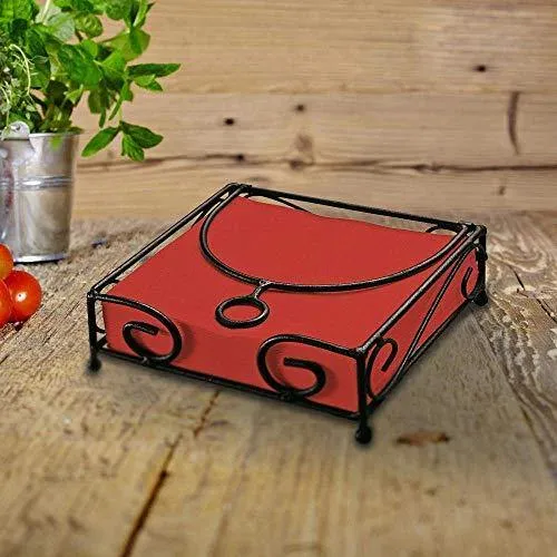 KRAFTYHOME Powder Coated Iron Tissue Holder Stand (Black)