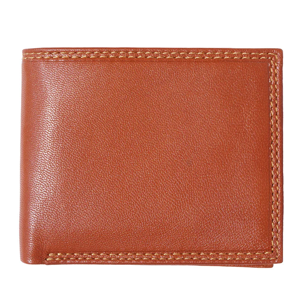 Leather wallet for man with zip-pocket for coins