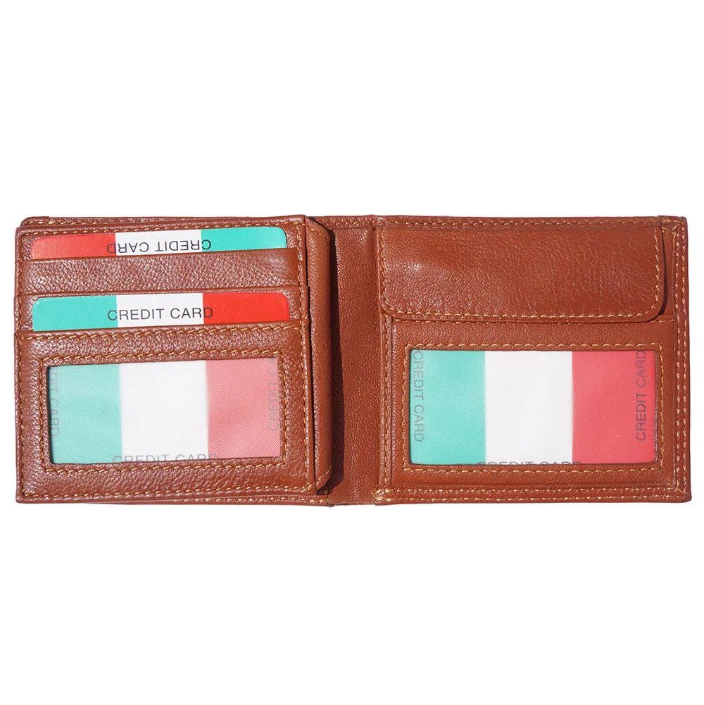 Leather wallet for man with zip-pocket for coins