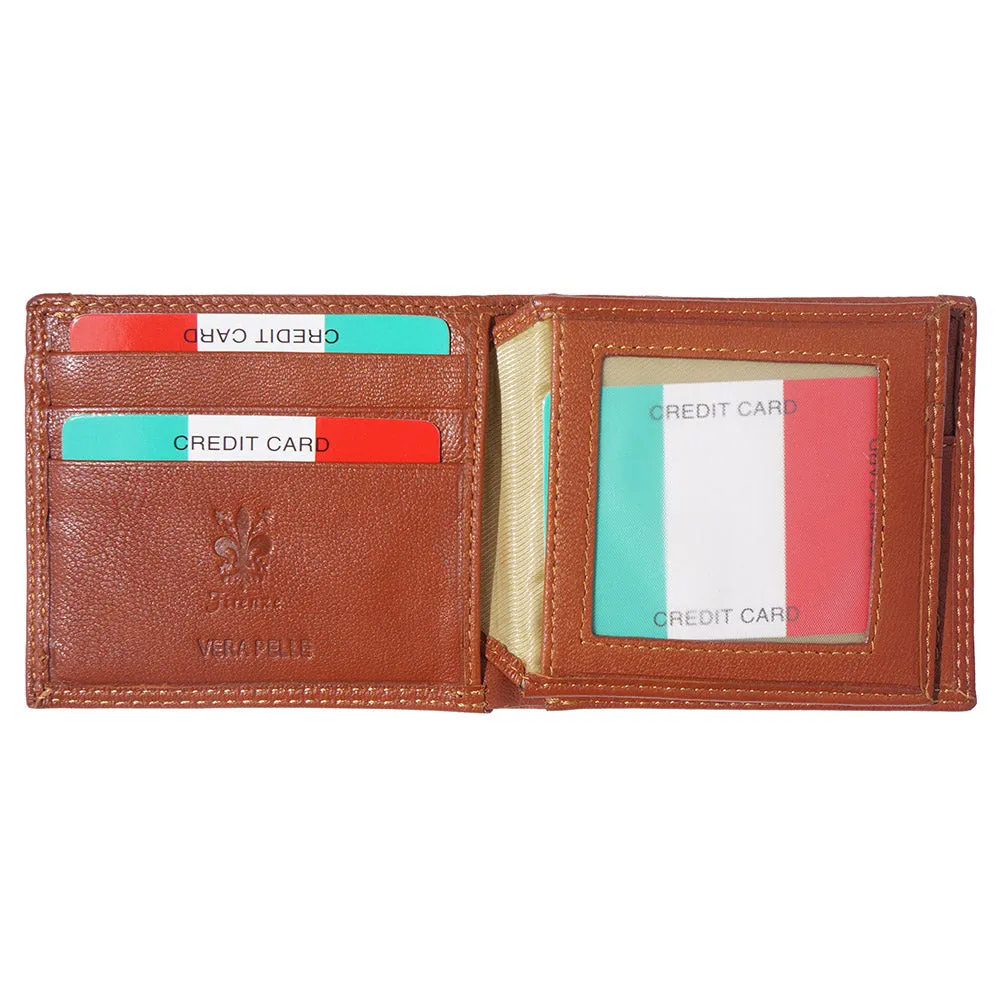 Leather wallet for man with zip-pocket for coins