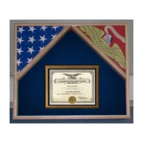 Military Flag Case For 2 Flags and Certificate Display Case - Walnut.