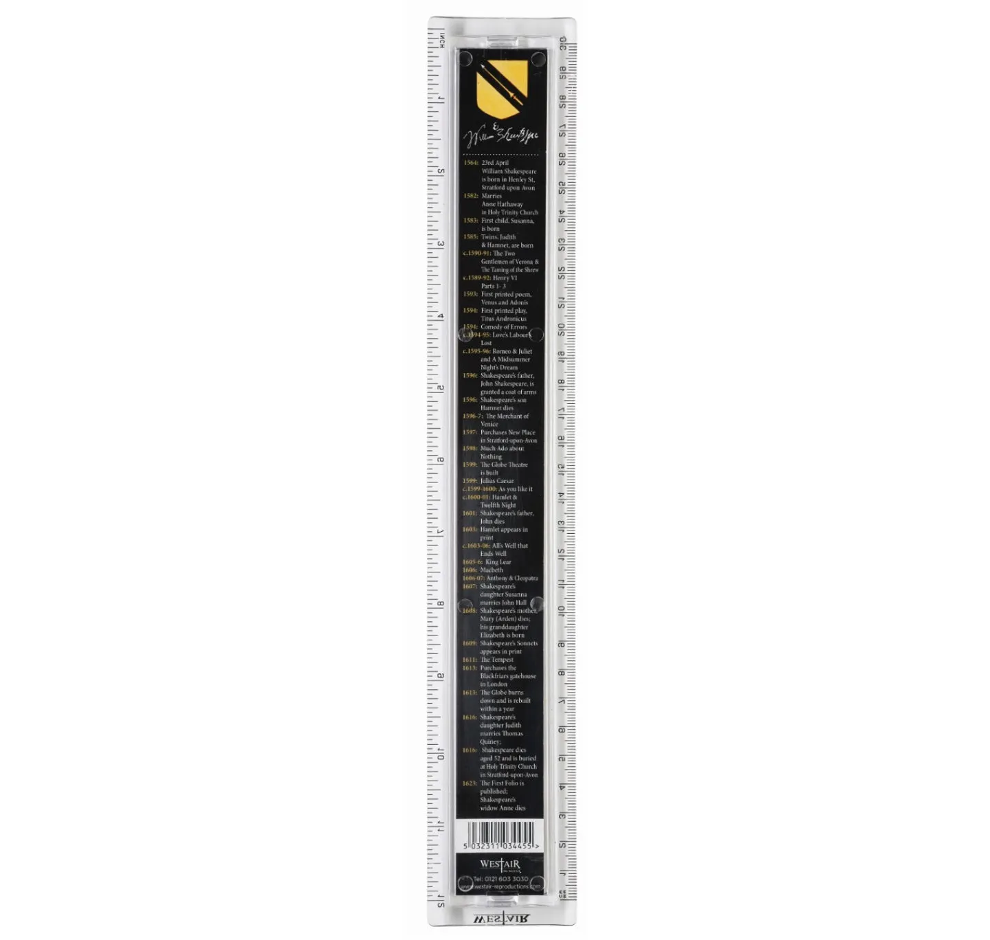 Ruler: Shakespeare Timeline