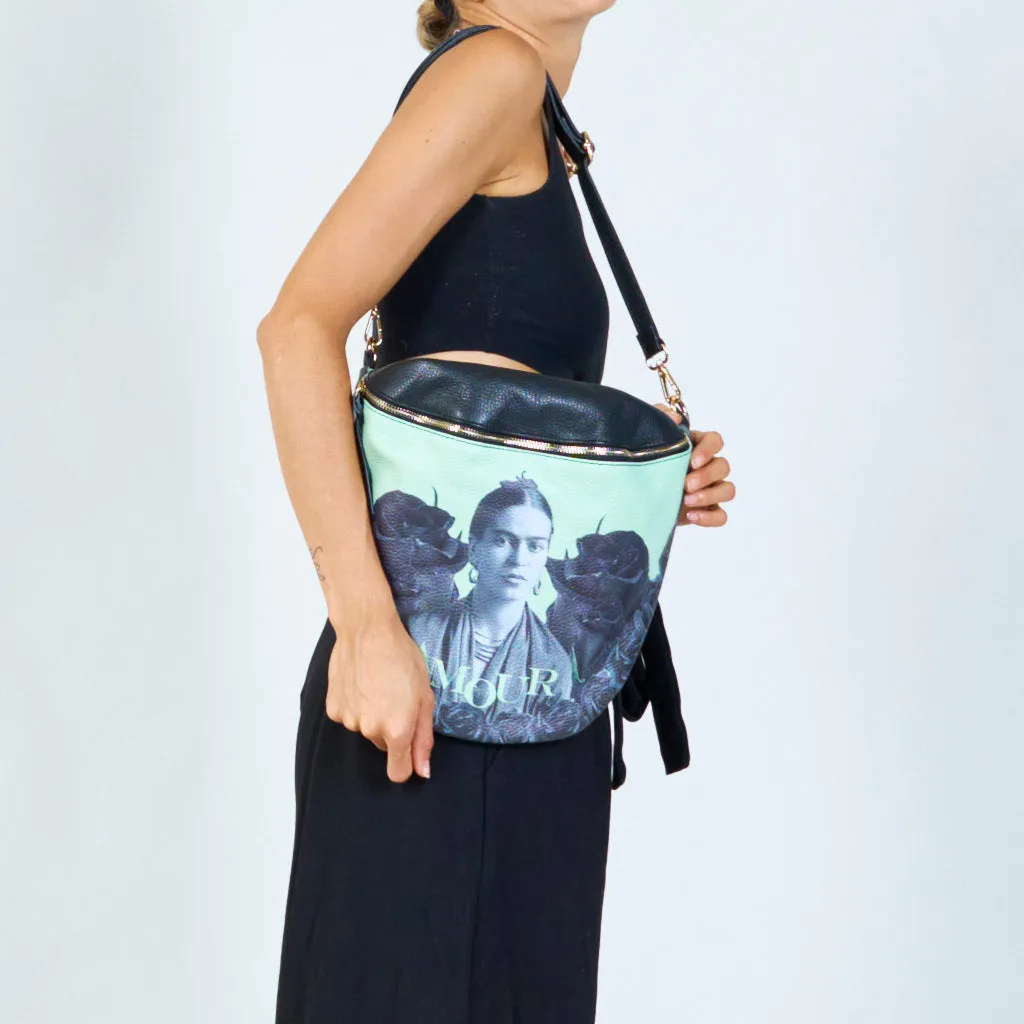 Vibrant print fanny packs with gold-tone zippers wholesale