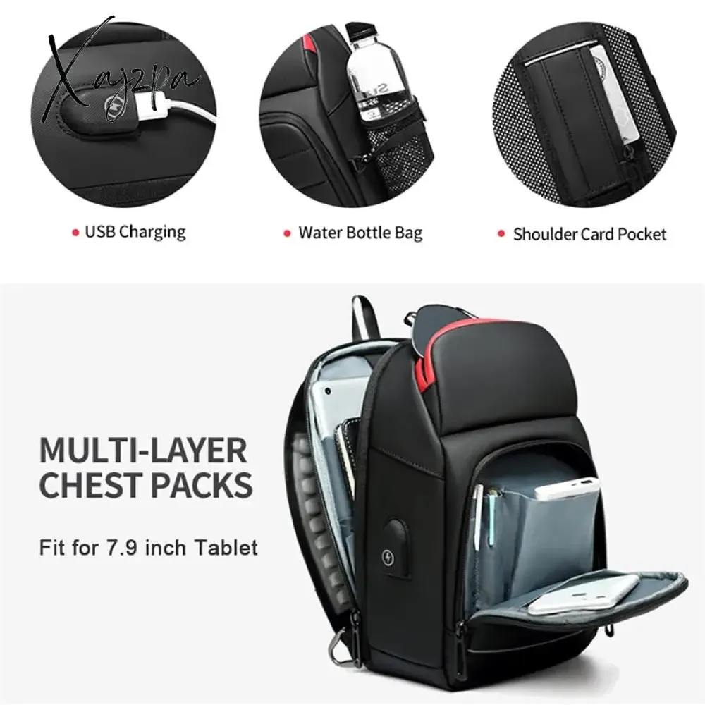 Xajzpa - Multifunction Shoulder Bag Men Business Crossbody Bags USB Charging Design Chest Bag Waterproof Messenger Bag Male n1901